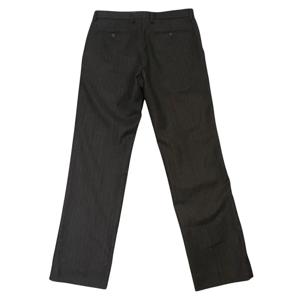Banana Republic Tailored Slim Fit Wool Dress Pants Men 32x32 Charcoal Stripe